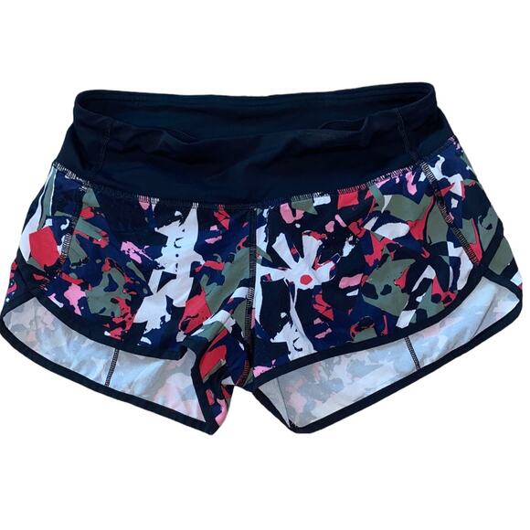 Lululemon Pants - Lululemon 4 Way Stretch Speed Shorts Navy Pink Multicolor Size 2 EUC